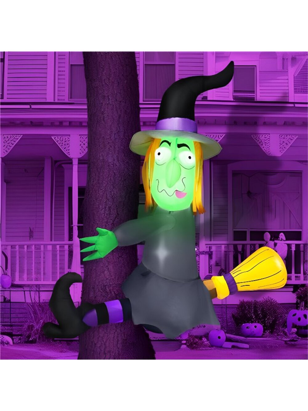 4FT Halloween Inflatable Witch with Build-in LED Lights - Outdoor Blow